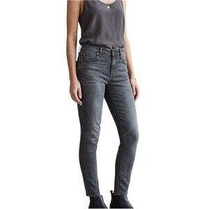 Hudson Gray Ankle Skinny Leg Raw Hem Jeans